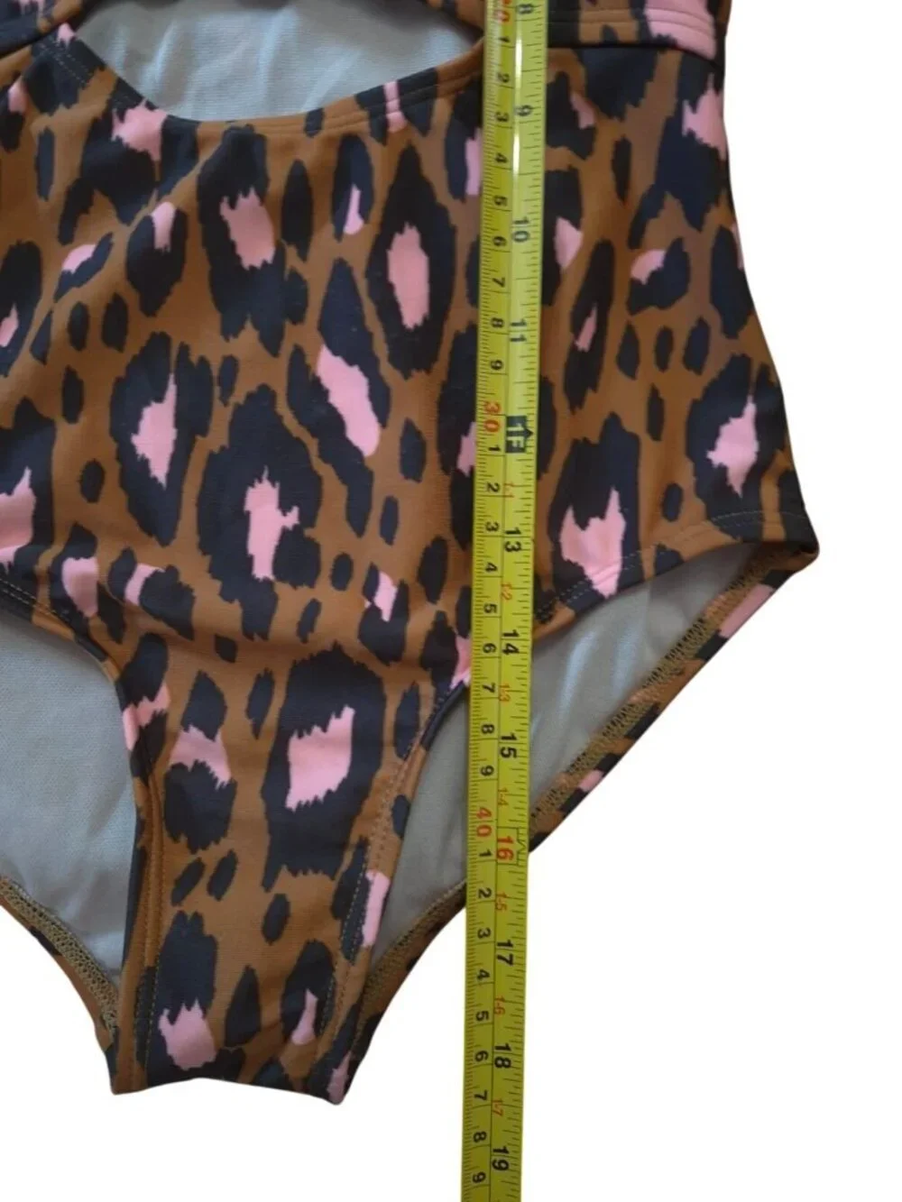 Art Class Girls Leopard Print One-Piece Swimsuit Cutout Twist Front Size S 6/7.